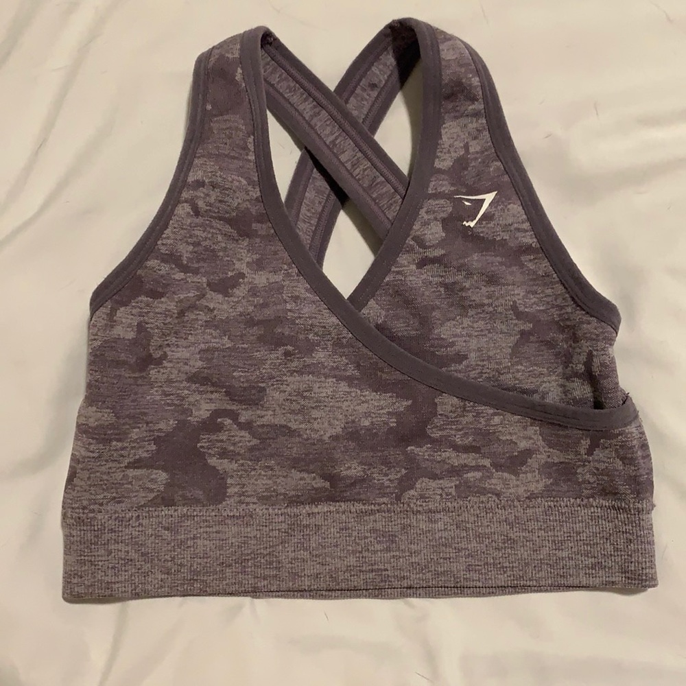 Gymshark Lilac Camo Seamless Sports Bra - Picture 2 of 5
